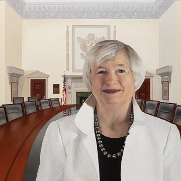 Janet Yellen, First female Chair of the Board of Governors of the Federal Reserve System 2014-2018.