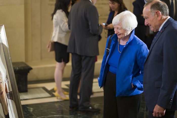 Janet Yellen and me at the dedication of her portrait, October 1, 2019