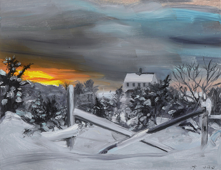 2419 Hopper House, March Snow (oil sketch)