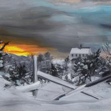 2419 Hopper House, March Snow (oil sketch)