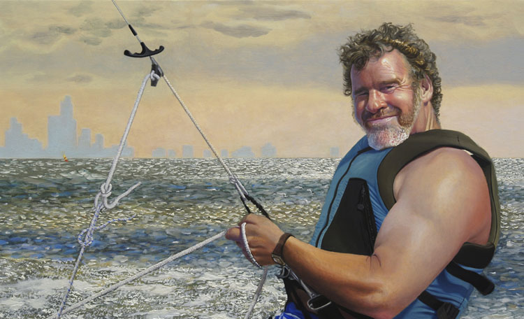 891 David Rowley Sailing His Hobiecat-detail