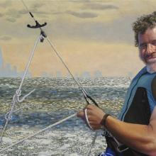 891 David Rowley Sailing His Hobiecat-detail
