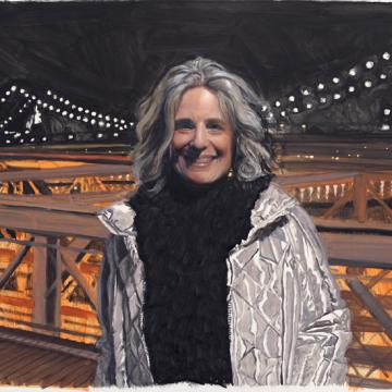 Joanne on the Brooklyn Bridge