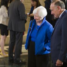 Janet Yellen and me at the dedication of her portrait, October 1, 2019