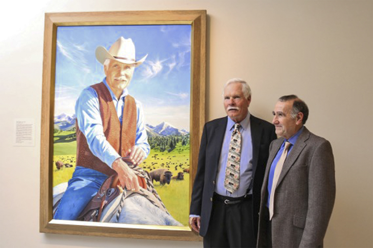 141202 Ted Turner and Jon Friedman with the portrait